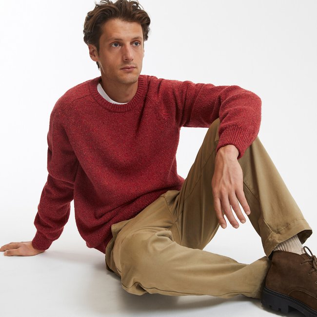 Crew Neck Jumper in Detailed Knit, dark orange, LA REDOUTE COLLECTIONS