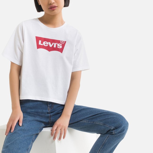 Cropped T-Shirt weiss <span itemprop=