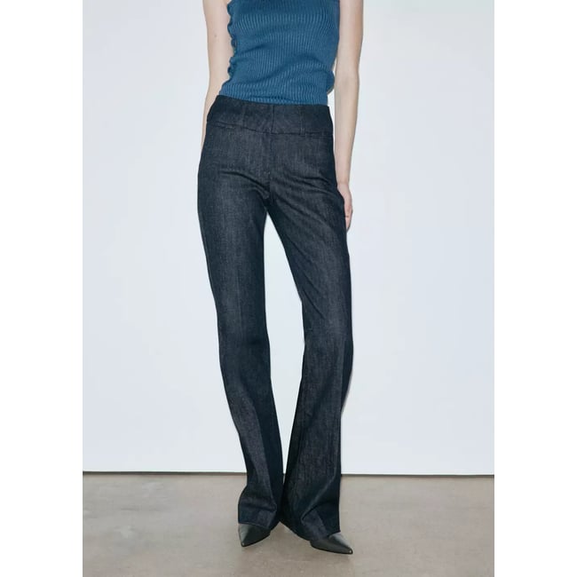 Jean flare taille mi-haute bleu <span itemprop=
