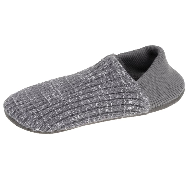 Chaussettes d'intérieur maille côtelée, picots antidérapants gris <span itemprop=