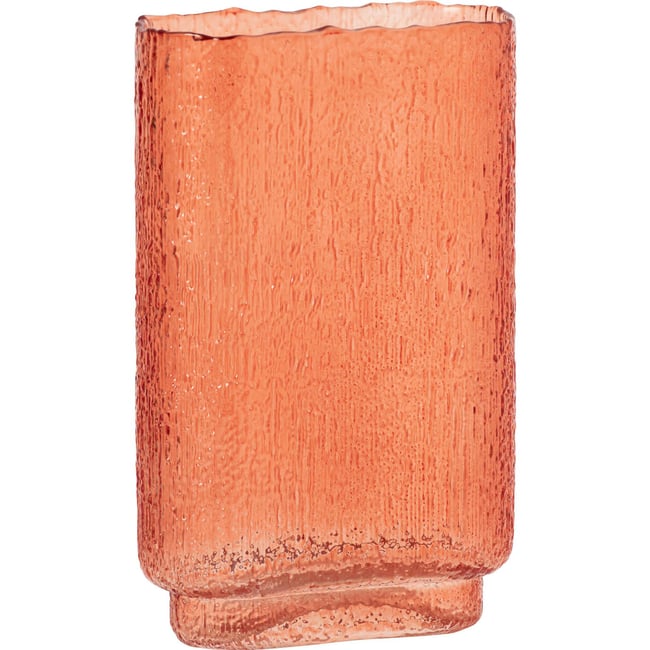 Vase rectangulaire en verre à relief Couleur orange <span itemprop=