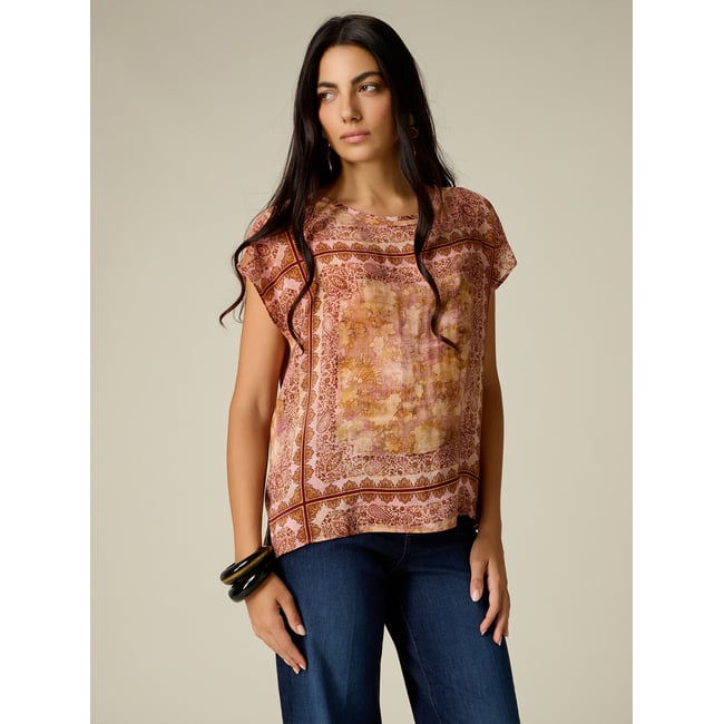 Blouse fantaisie à manches kimono orange soleil <span itemprop=