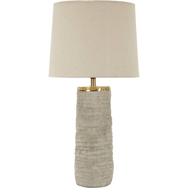 Lampe à poser céramique texturée abat-jour MODERN Couleur gris doré et beige <span itemprop=