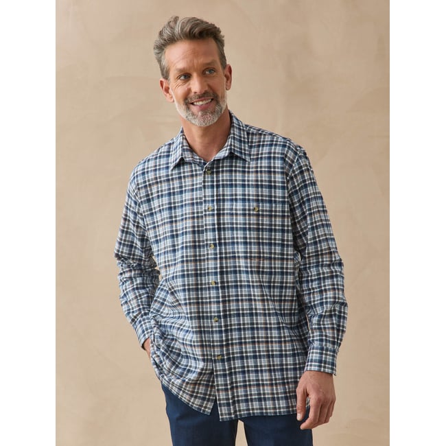 Chemise flanelle homme bleu/marron <span itemprop=