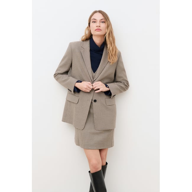 Veste droite col tailleur VOLTIGE taupe <span itemprop=