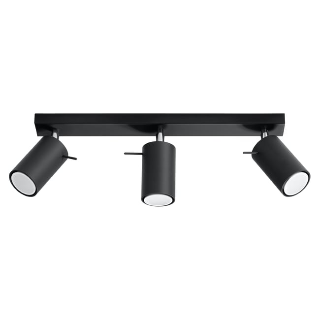 Plafonnier Acier Noir GU10 3 Ring Line Couleur noir <span itemprop=