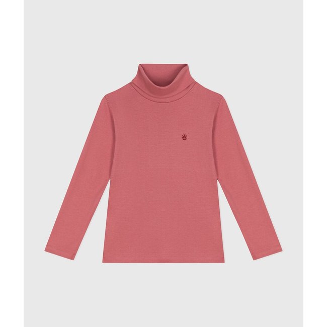 Sous pull uni en coton rose <span itemprop=