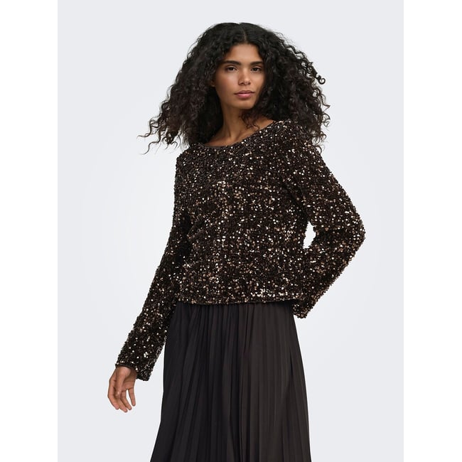 Top met zecchino's, lange mouwen, strik op de rug - ONLY