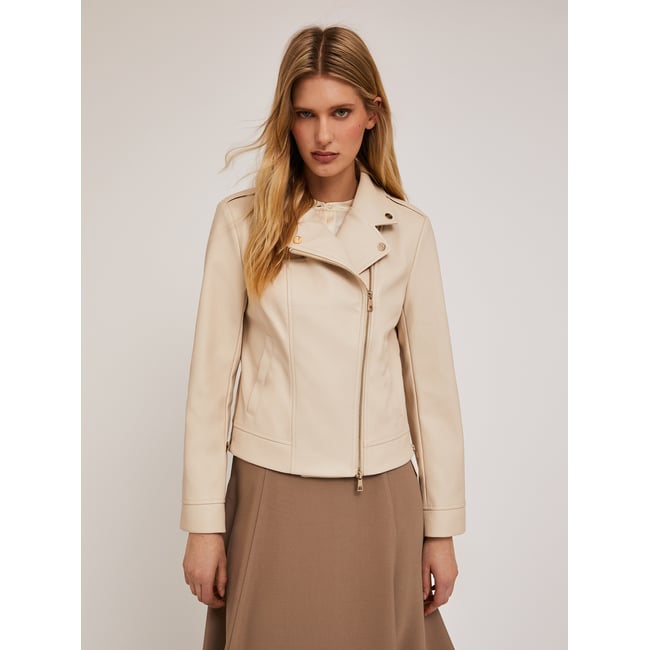 Veste motard beige <span itemprop=