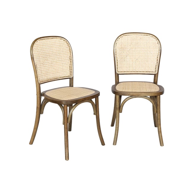 Chaise vintage bois et rotin (lot de 2) MONTPARNASSE - SWEEEK