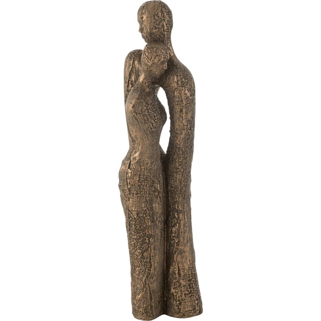 Figurine couple câlin moderne en résine Couleur marron et or <span itemprop=