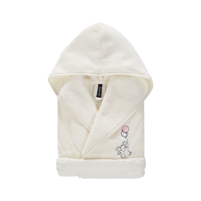 Peignoir enfant en coton peigné Zéro Twist BABY SOFT SOURIS SKY ecru <span itemprop=