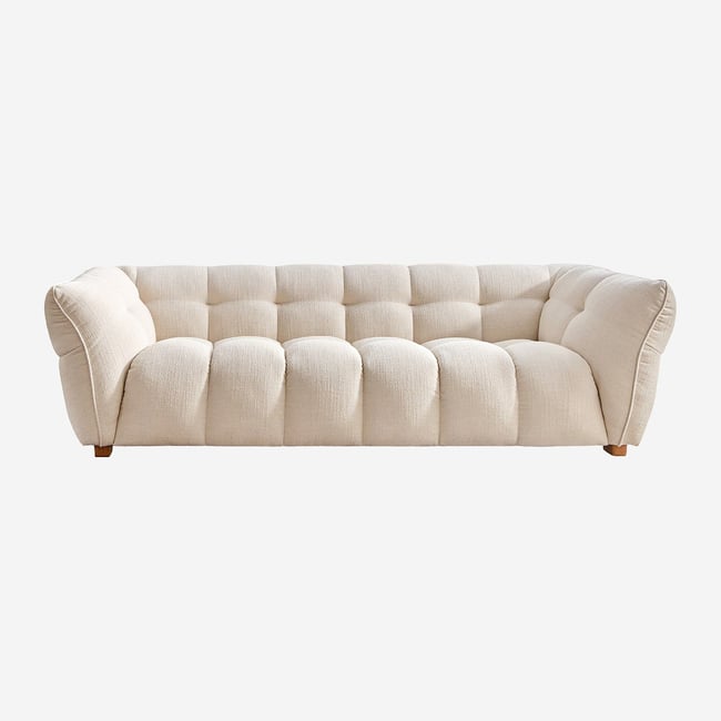 Canapé en tissu bouclette courte Mira DALVI Couleur ivoire <span itemprop=