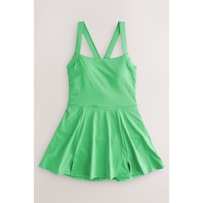 Robe de bain à jupette effet ventre plat vert <span itemprop=