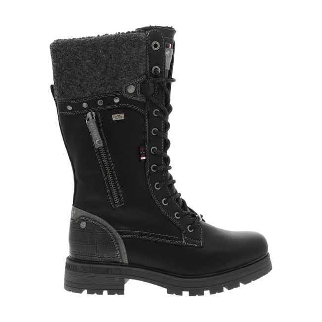Bottes noires à talon décroché bas ornées d'une fermeture éclair décorative - MUSTANG
