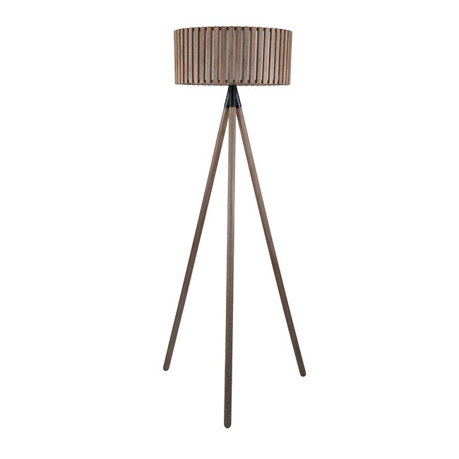 154cm Soft Grey Wooden Tripod Floor Lamp, grey/natural, SO'HOME