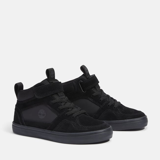 Baskets en cuir, à lacets élastiqués, STONE JUMP MID HOOK & LOOP noir <span itemprop=