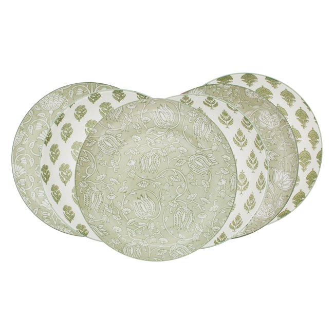 Lot de 6 grandes assiettes, SOLIMAN Couleur vert <span itemprop=