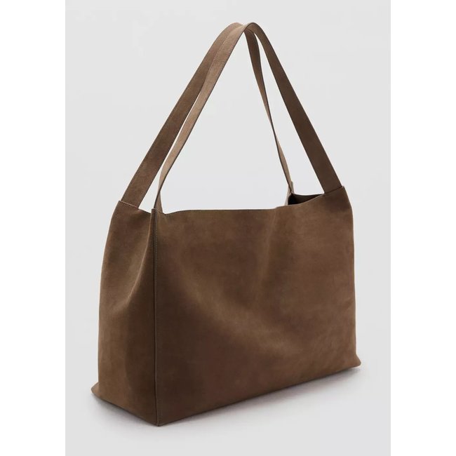 Sac cabas cuir suédé marron moyen <span itemprop=
