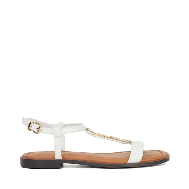 Sandales en cuir à bout ouvertes à détails chaînes - LOLLIPOPS white-leather <span itemprop=