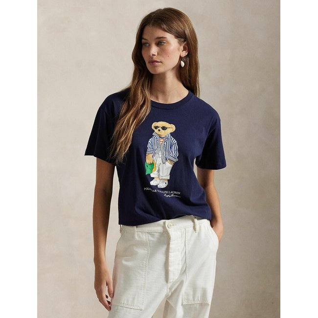 T-shirt girocollo a maniche corte con orsetto navy POLO RALPH LAUREN