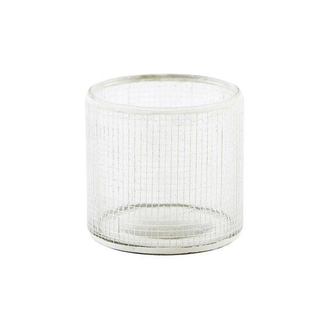 Photophore verre motif Check Couleur argent <span itemprop=