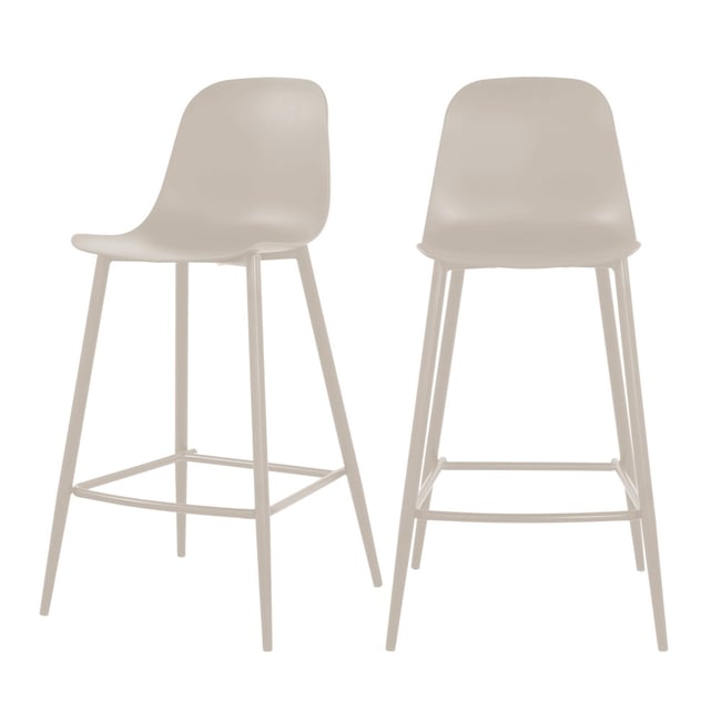 Lot de 4 tabourets de bar intérieur et extérieur en plastique et métal H65cm- PORTLAND - DRAWER