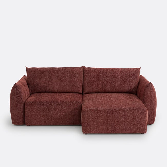 Canapé d'angle convertible avec coffre, 3 places, en tissu chenillé chiné, EDITH - LA REDOUTE INTERIEURS