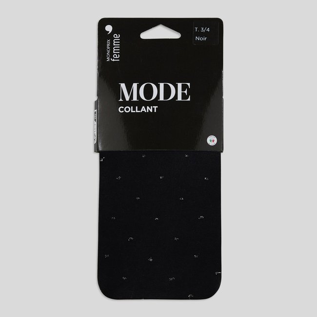 Paire de collant fantaisie plumetis MONOPRIX noir <span itemprop=