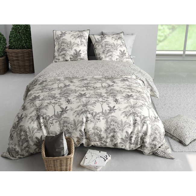 Parure housse de couette coton, Fauve blanc <span itemprop=