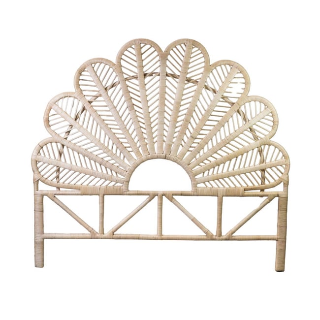 Tête de lit en rotin forme fleur DALIA Couleur naturel <span itemprop=