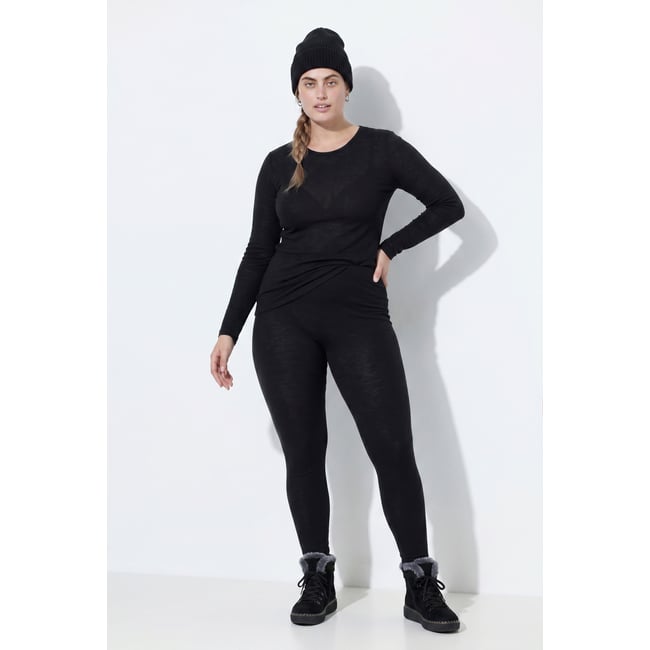 Legging thermique en maille fine noir <span itemprop=