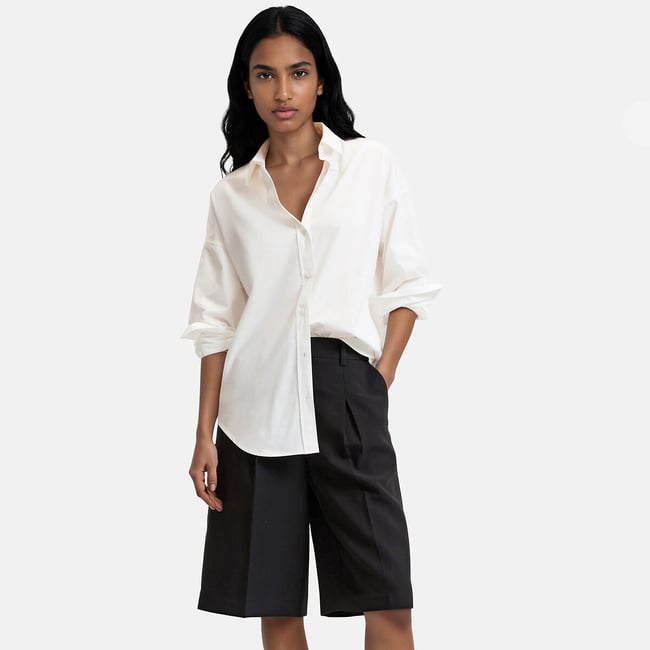 Chemise tunique oversize Signature, APOLLINE blanc ivoire <span itemprop=
