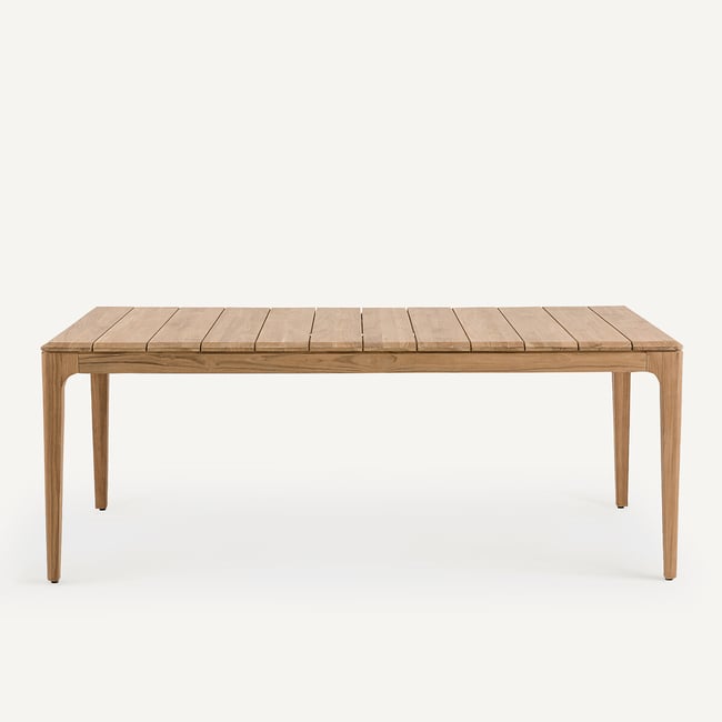Table de jardin, en teck massif, 6 à 8 personnes, CORDANO sable <span itemprop=