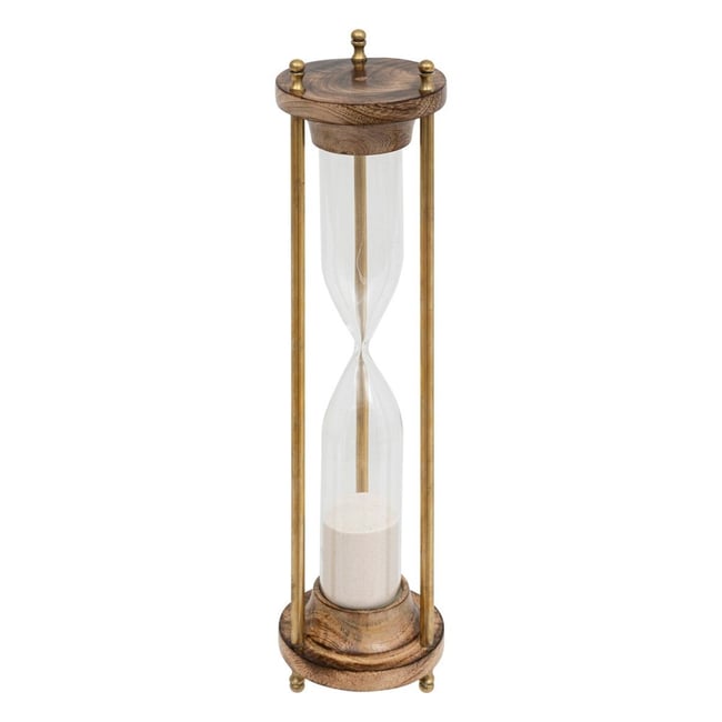 Sablier cylindre manguier et verre Tropical boudoir H38 Couleur v002230 <span itemprop=