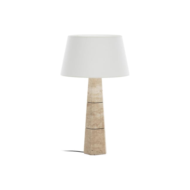 Lampe de table en marbre travertin Couleur naturel et noir <span itemprop=