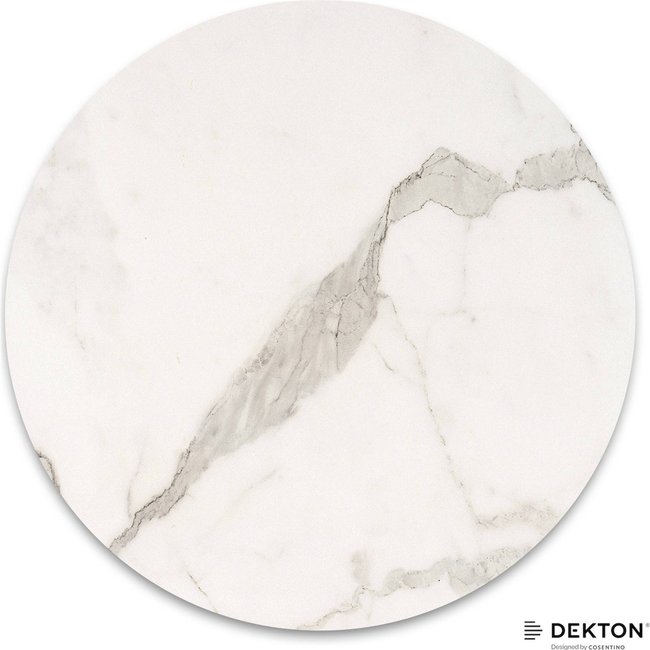 Plateau de table rond effet marbre en tencel 80x80 cm Couleur blanc effet marbre sophistiqué <span itemprop=