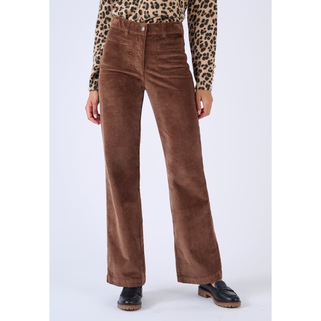 Pantalon velours large marron foncé <span itemprop=