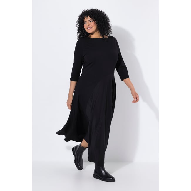 Robe maxi point de Rome noir <span itemprop=