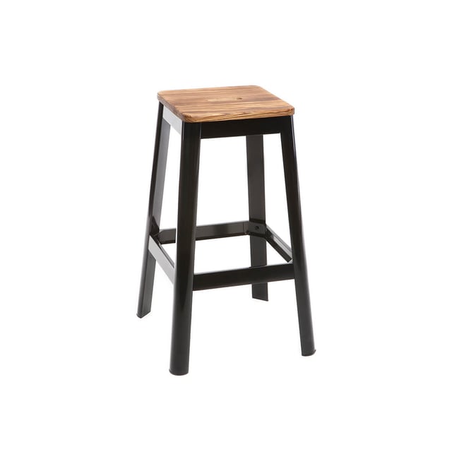 Tabouret de bar design noir et bois H75 cm NICK Couleur noir <span itemprop=