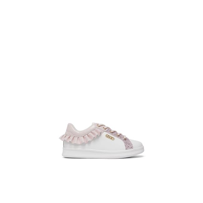 Sneakers avec glitter et ruches blanc et rose <span itemprop=