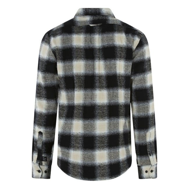 Chemise en coton noire à carreaux avec une fermeture boutonnée noire <span itemprop=