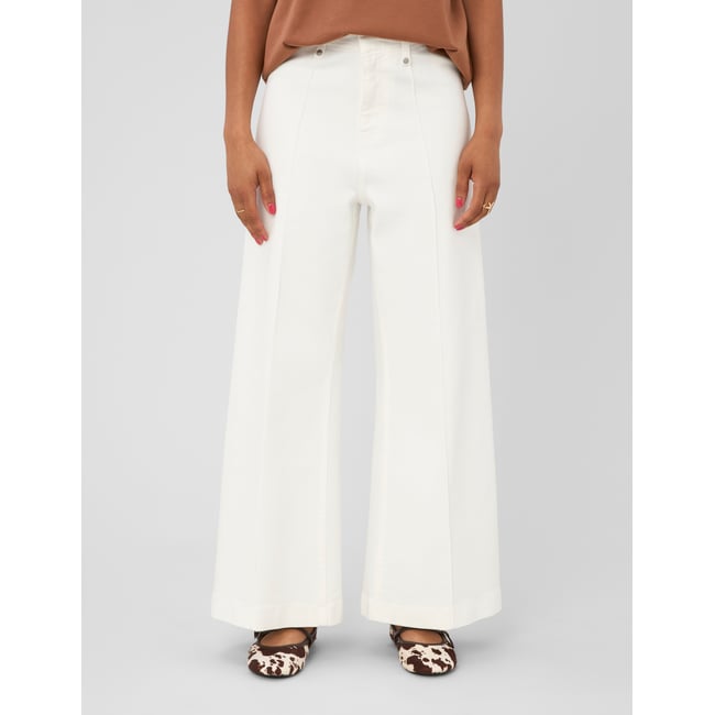 Jean wide leg surpiqures ecru <span itemprop=