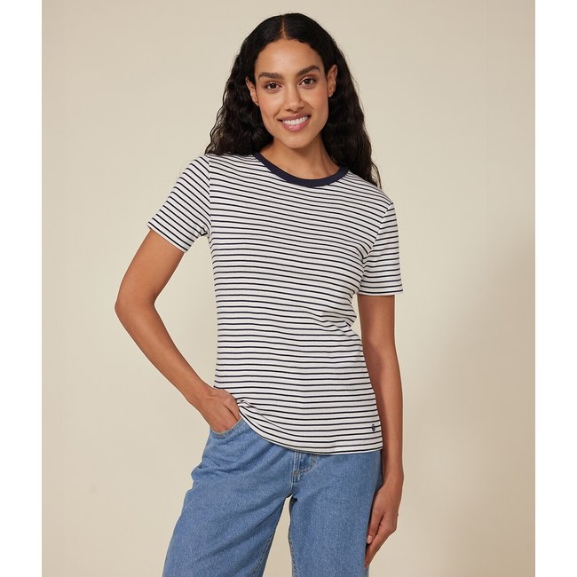 Camiseta L'Iconique, minimarinera blanco/azul marino <span itemprop=
