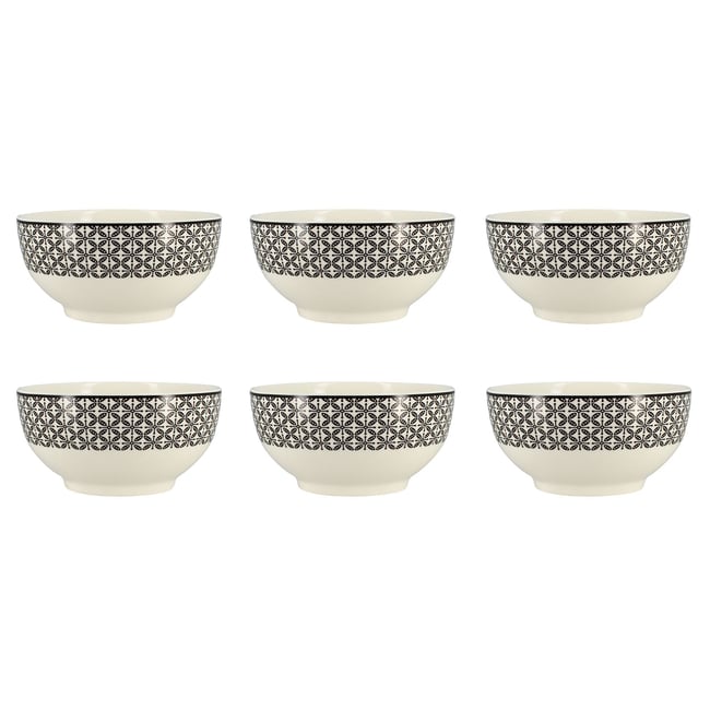 Lot de 6 bols en porcelaine 50cl, GRAPHIK Couleur blanc <span itemprop=