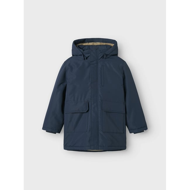 Parka à capuche bleu marine <span itemprop=