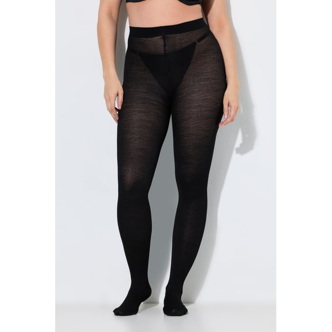 Collants motif roses noir <span itemprop=