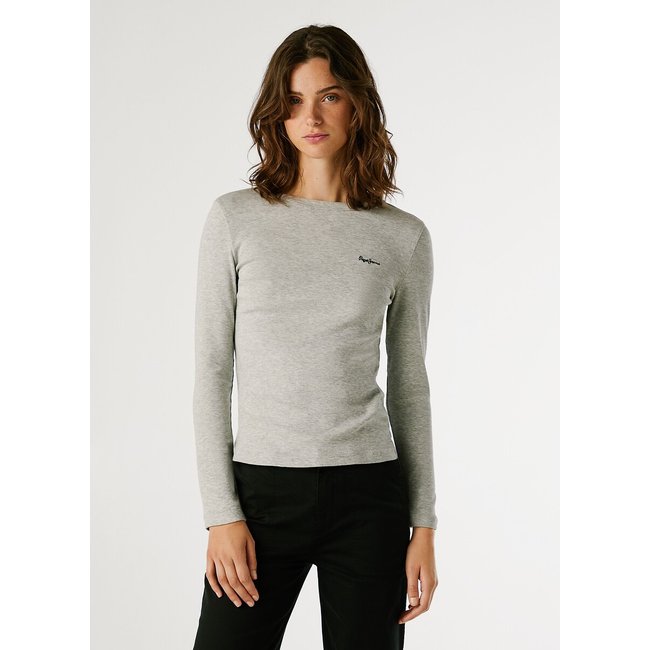 T-Shirt Côtelé À Logo Brodé gris <span itemprop=