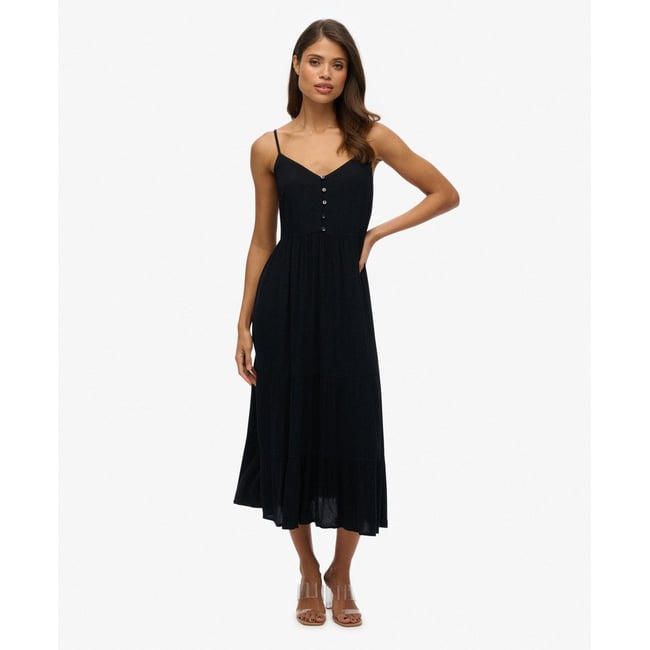 Robe mi-longue semi-boutonnée à volants - SUPERDRY