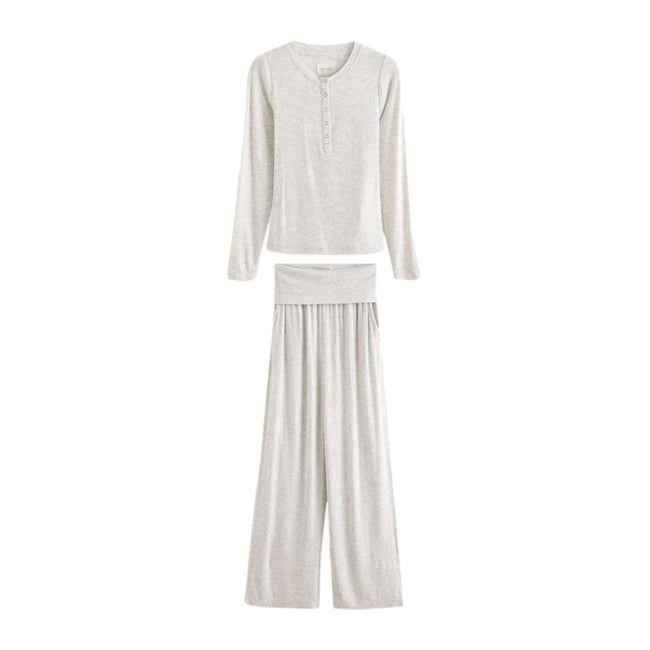 Pyjama côtelé à manches longues gris <span itemprop=